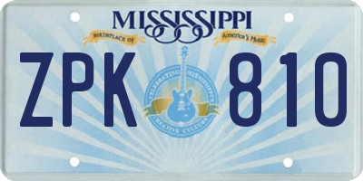 MS license plate ZPK810