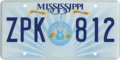 MS license plate ZPK812