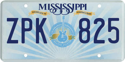 MS license plate ZPK825