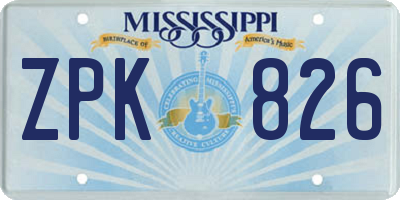 MS license plate ZPK826