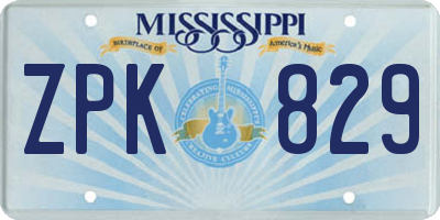 MS license plate ZPK829