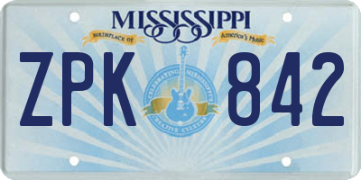 MS license plate ZPK842