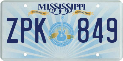 MS license plate ZPK849