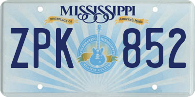 MS license plate ZPK852