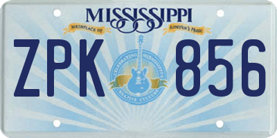 MS license plate ZPK856