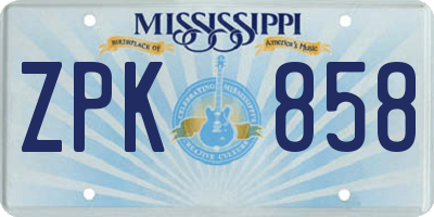 MS license plate ZPK858