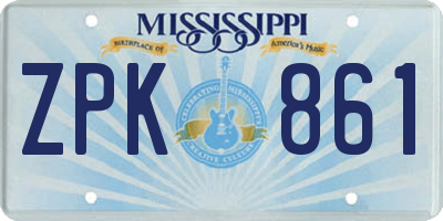 MS license plate ZPK861
