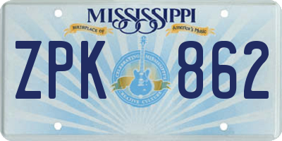 MS license plate ZPK862
