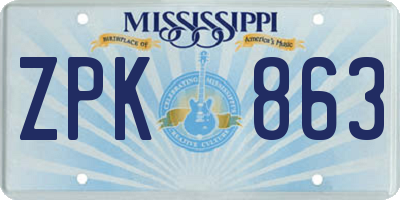 MS license plate ZPK863
