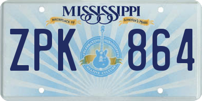 MS license plate ZPK864