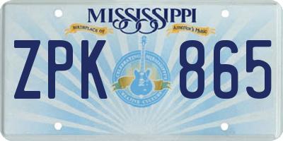 MS license plate ZPK865