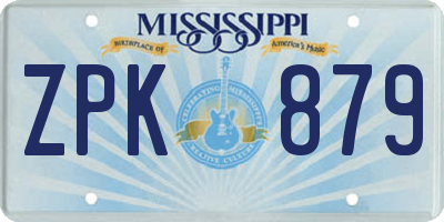MS license plate ZPK879