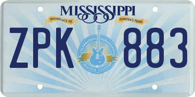 MS license plate ZPK883