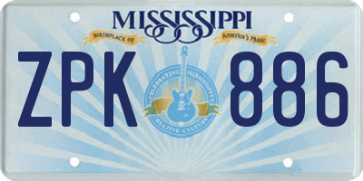 MS license plate ZPK886
