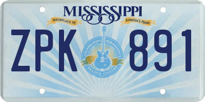 MS license plate ZPK891