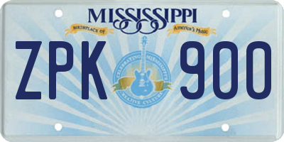 MS license plate ZPK900