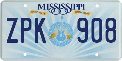 MS license plate ZPK908