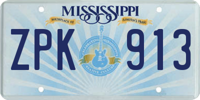 MS license plate ZPK913