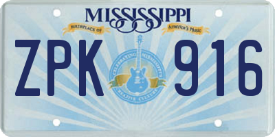 MS license plate ZPK916
