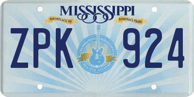 MS license plate ZPK924