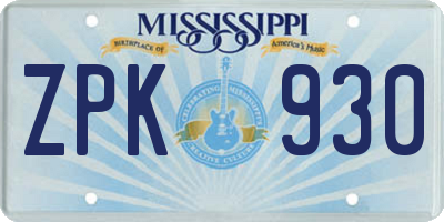 MS license plate ZPK930