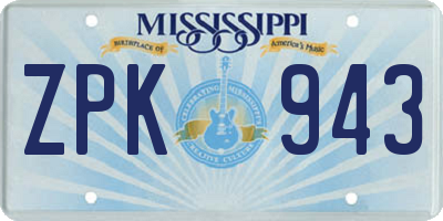 MS license plate ZPK943