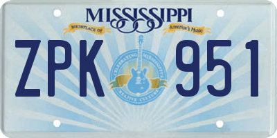 MS license plate ZPK951