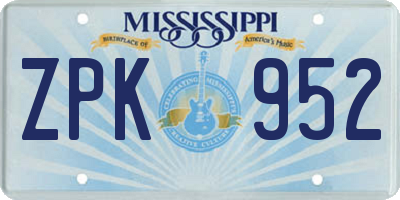 MS license plate ZPK952