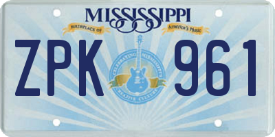 MS license plate ZPK961