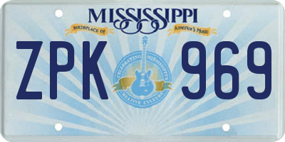 MS license plate ZPK969