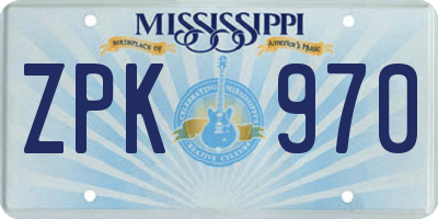 MS license plate ZPK970