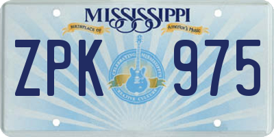 MS license plate ZPK975
