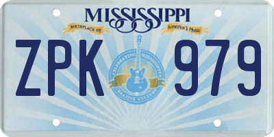 MS license plate ZPK979