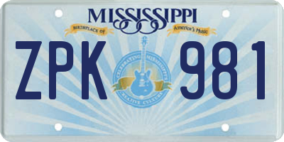 MS license plate ZPK981