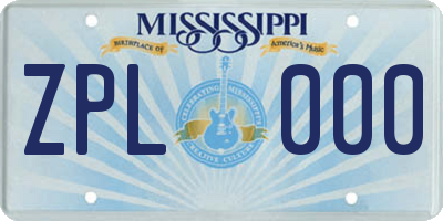 MS license plate ZPL000