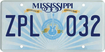 MS license plate ZPL032