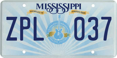 MS license plate ZPL037