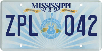 MS license plate ZPL042