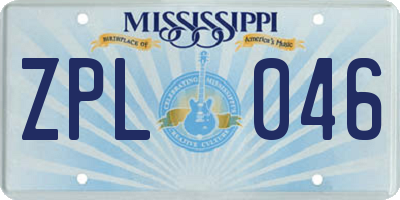 MS license plate ZPL046
