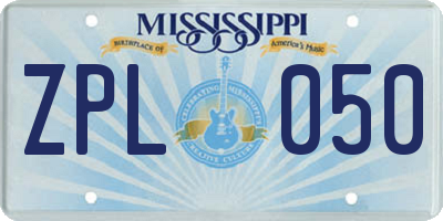 MS license plate ZPL050