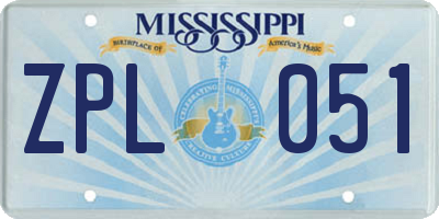 MS license plate ZPL051