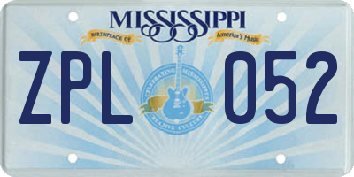 MS license plate ZPL052