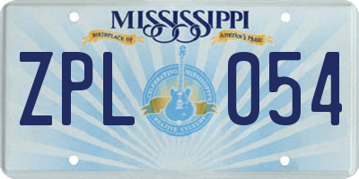 MS license plate ZPL054