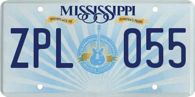 MS license plate ZPL055