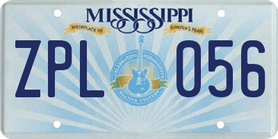 MS license plate ZPL056