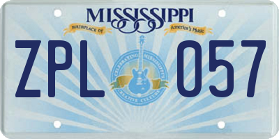 MS license plate ZPL057