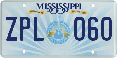 MS license plate ZPL060