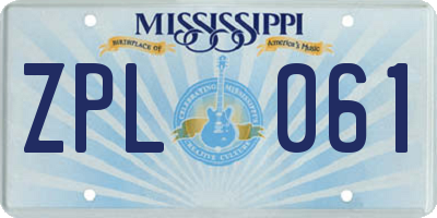 MS license plate ZPL061
