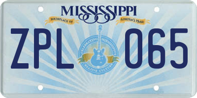 MS license plate ZPL065