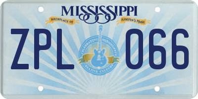 MS license plate ZPL066